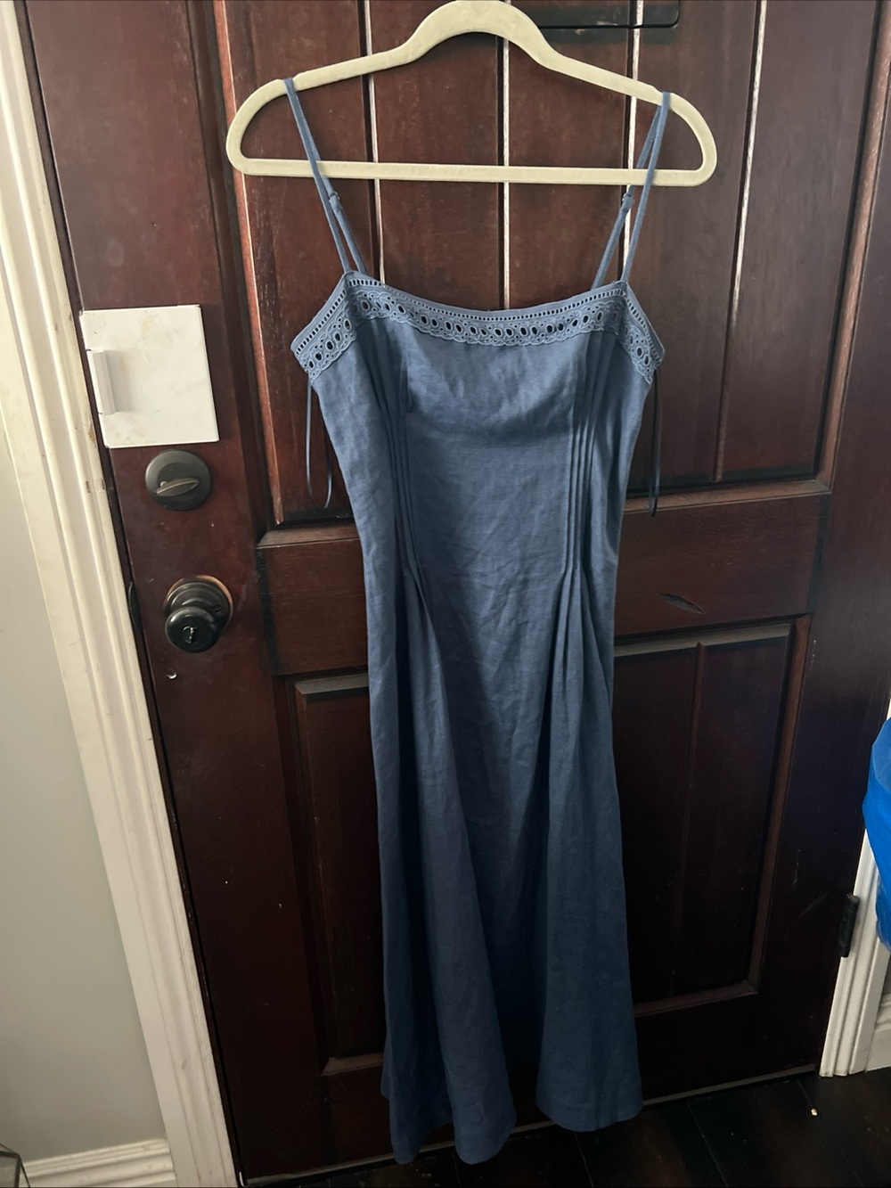 Reformation Pomona linen dress in muted navy